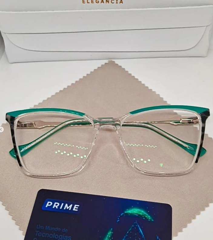 Armação Prime verde transparente com estojo